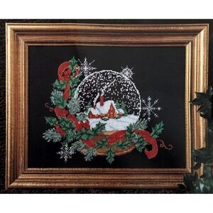 Butterick Counted Cross Stitch Kit Christmas Classics Snow Globe No. 1936 11x14"